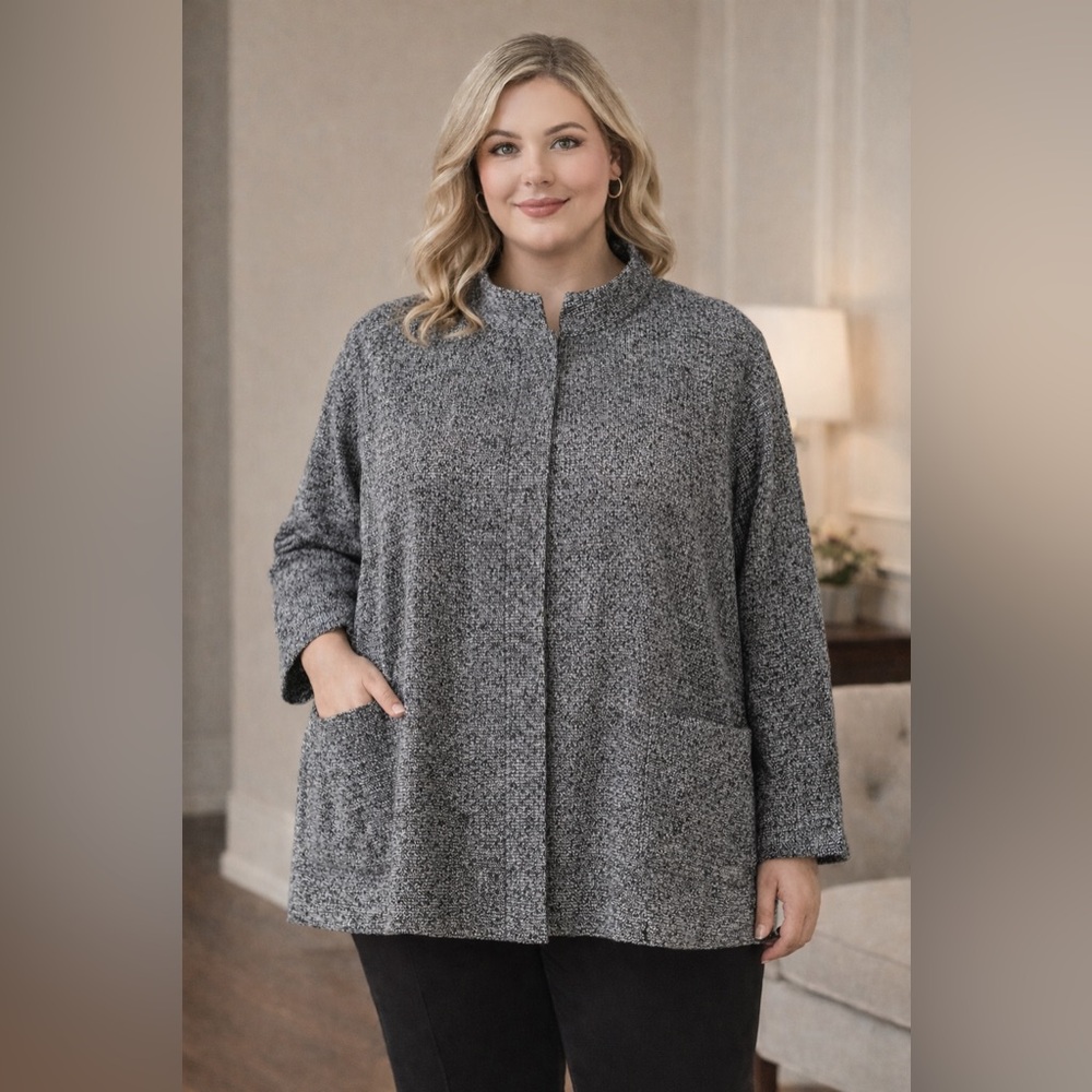 Eileen Fisher Oganic Cotton Full Zip Light Jacket / Blazer Size 3X
